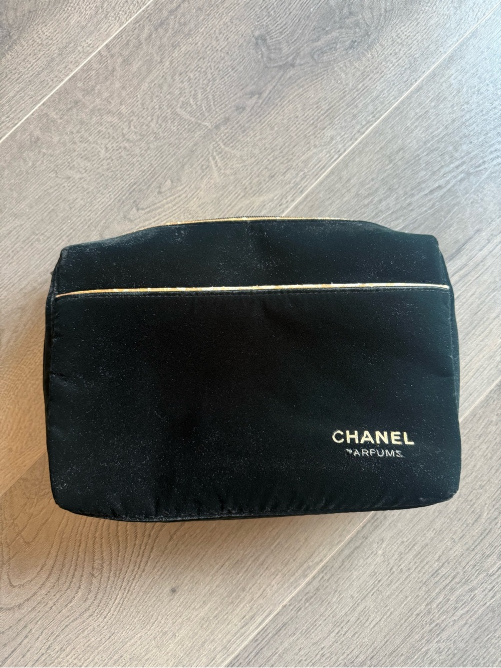 Vintage Chanel velvet makeup cosmetic bag
